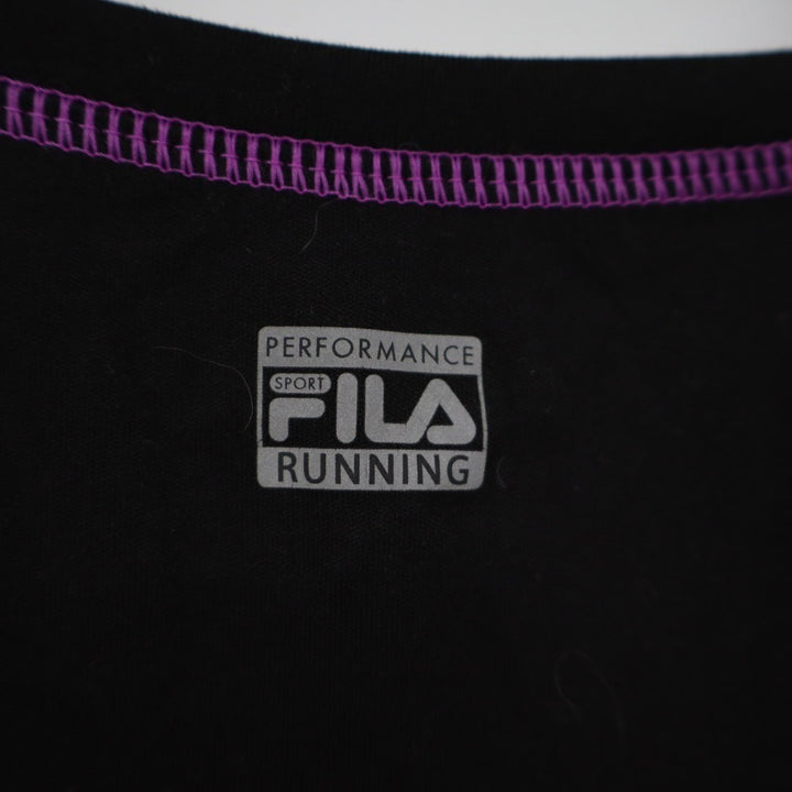 Fila Sport Running T Shirt Womens XL Purple Black Stretch Crew Neck Short Sleeve