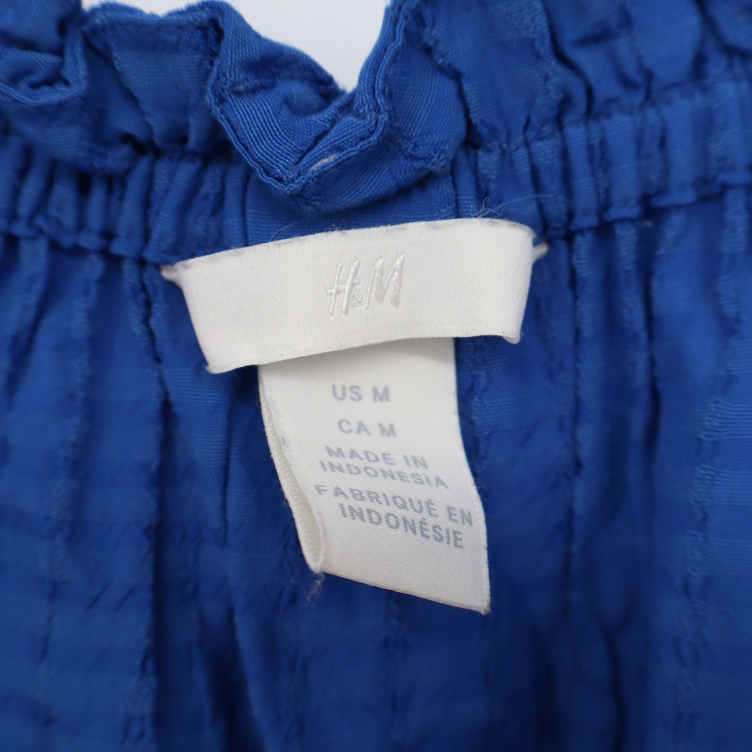 HM Royal Blue Tie Shoulder Ruffle Camisole Tank Top Viscose Size M