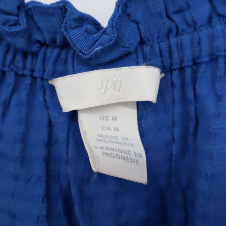 HM Royal Blue Tie Shoulder Ruffle Camisole Tank Top Viscose Size M