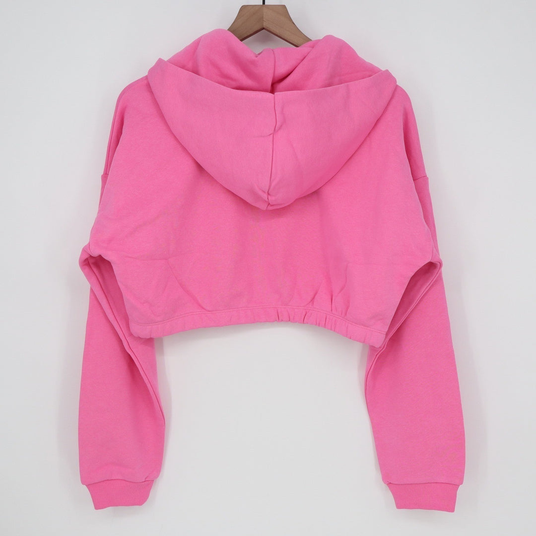 Naked Wardrobe Pink Cropped Hoodie Sweatshirt XL Women's
