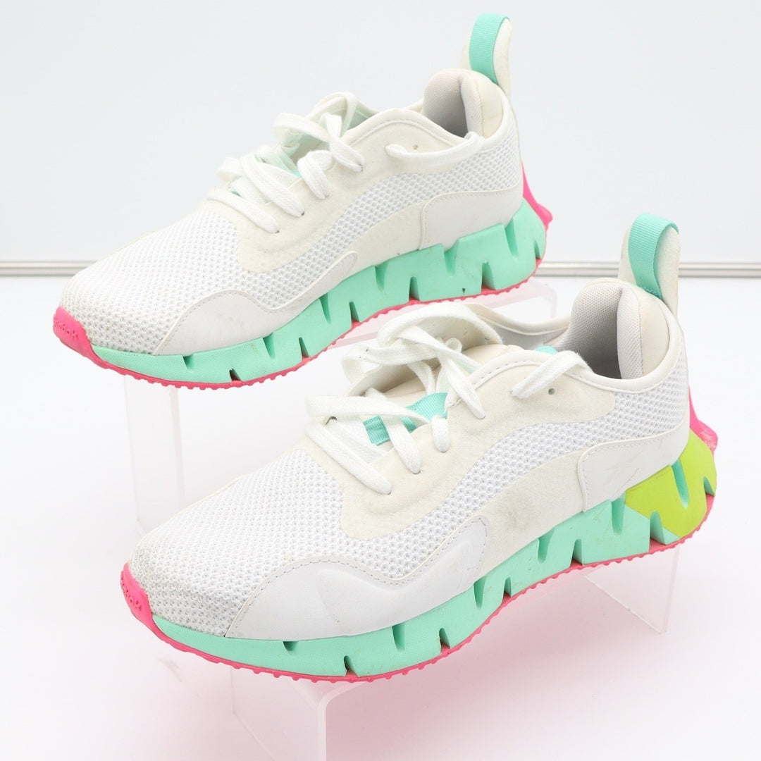 Reebok Zig Dynamica 2.0 Womens Running Shoes White Mint Pink Size 9