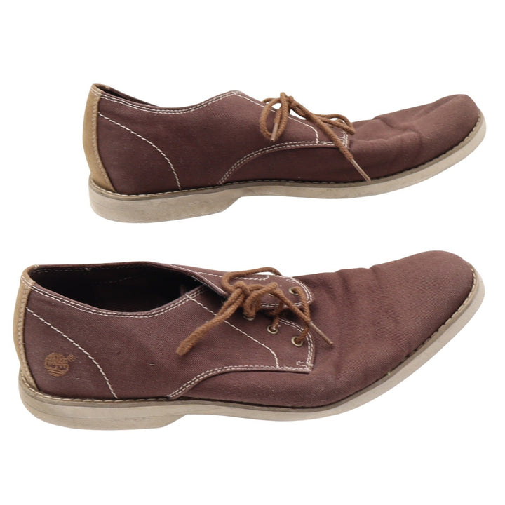 Timberland Oxford Mens 10.5 Brown Canvas Suede Contrast Stitch Good
