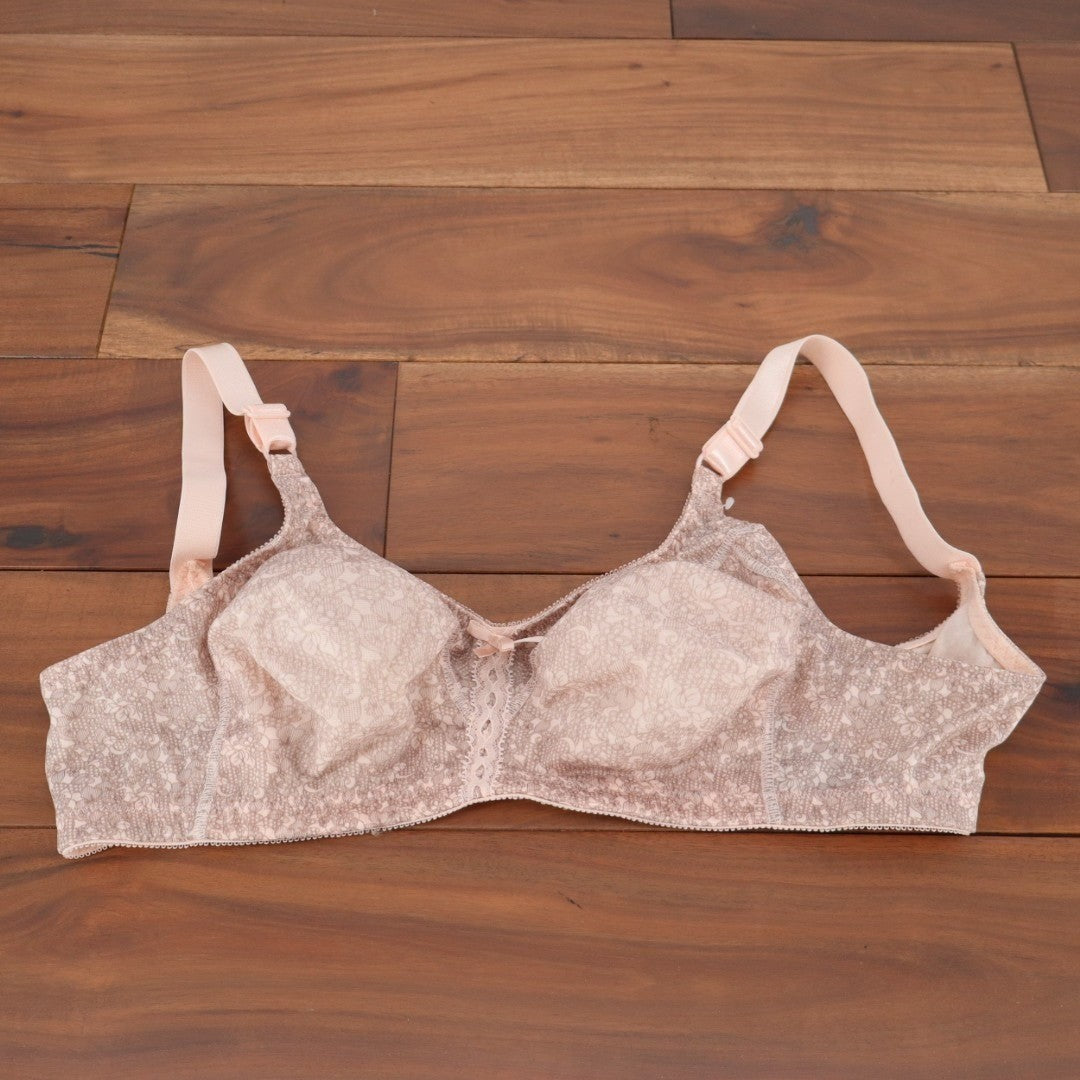 Bali Double Support Wireless Bra Womens 36B Pink Full Coverage Adjustable Straps