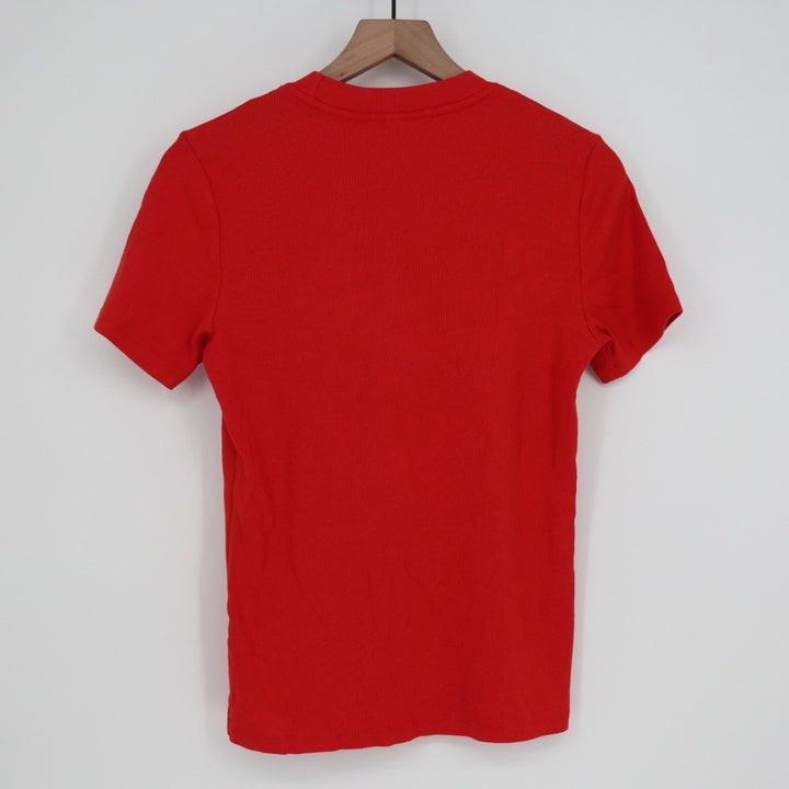 American Giant Women Red Luxe Ribbed Crew Neck Short Sleeve Tee Size L