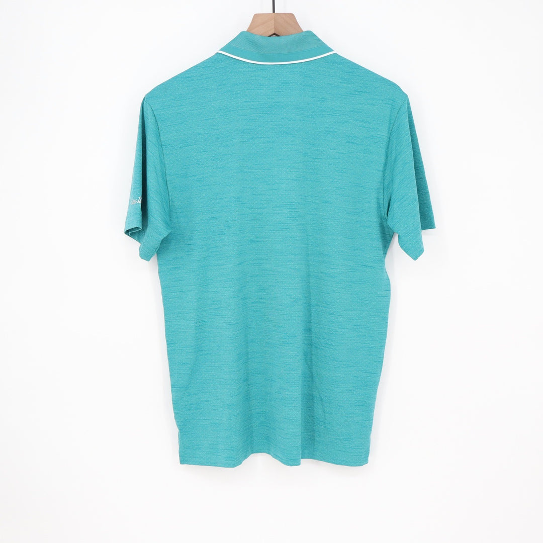 Walter Hagen Mens P11 Birdseye Polo Shirt Aqua Blue Heather Athletic Fit