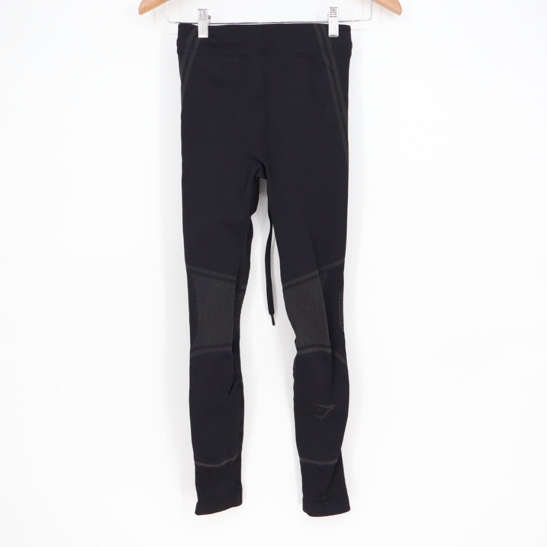 Gymshark Black Ribbed Seamless Leggings Activewear Athleisure Size S