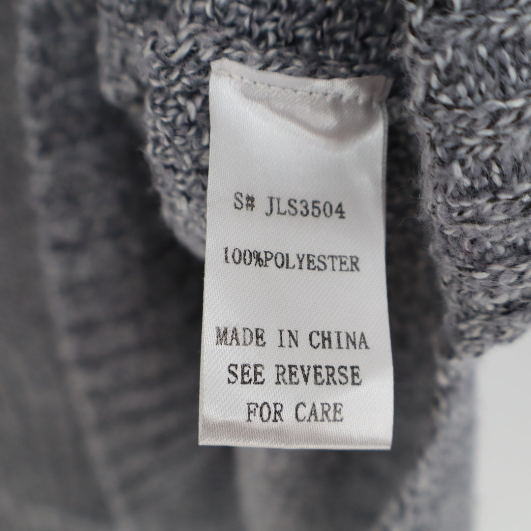 La Miel Sweater Womens Medium Gray Knit Ribbed High Low Hem Long Sleeve Pullover