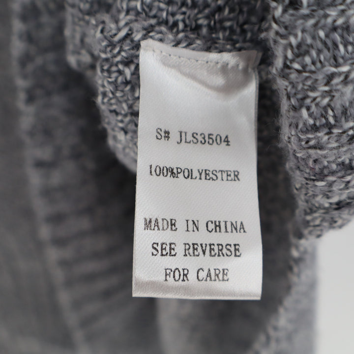 La Miel Sweater Womens Medium Gray Knit Ribbed High Low Hem Long Sleeve Pullover