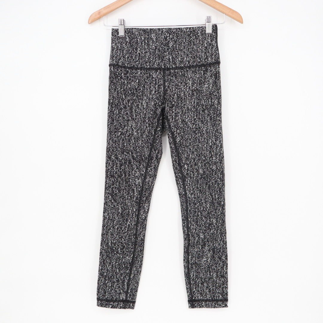 Lululemon Wunder Under Leggings Womens 24x24 Black White High Waist Running Yoga