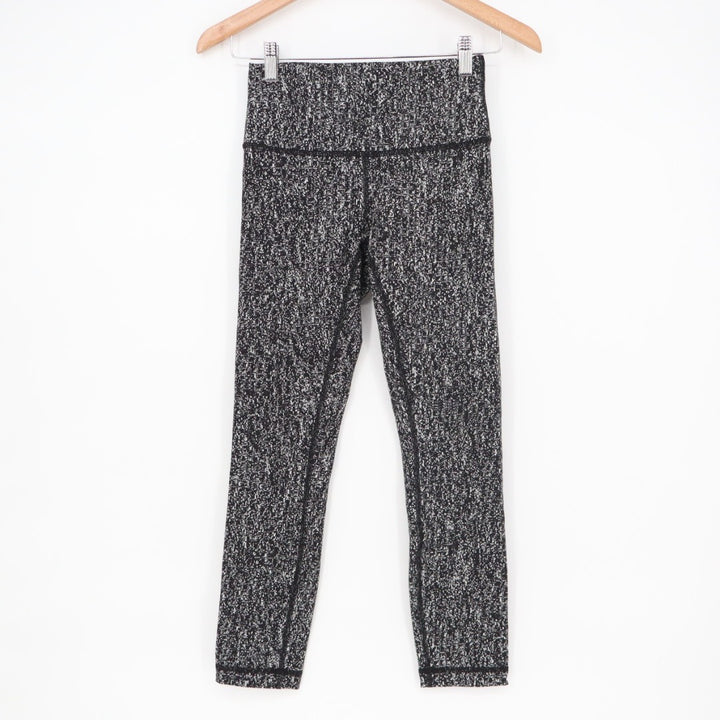 Lululemon Wunder Under Leggings Womens 24x24 Black White High Waist Running Yoga