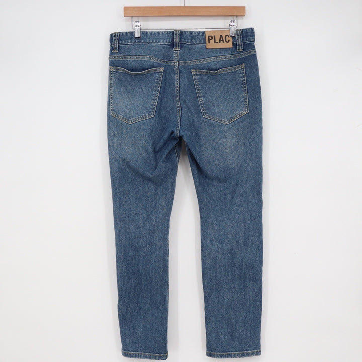 PLAC MI1 Relaxed Slim Crop Washed Blue Denim Jeans Mens Size M