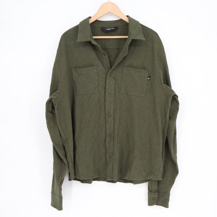 American Giant Premium Slub Shirt Mens XL Olive Cotton Long Sleeve Button Up