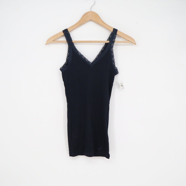 Hollister Navy Blue Lace Trim Ribbed Camisole Tank Top XS