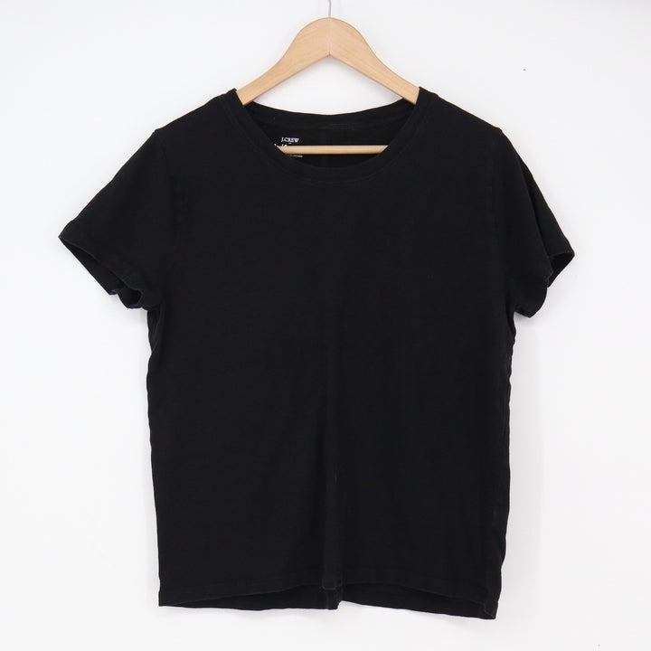 J.Crew T-Shirt Womens L Girlfriend Tee Black Short Sleeve Solid Excellent