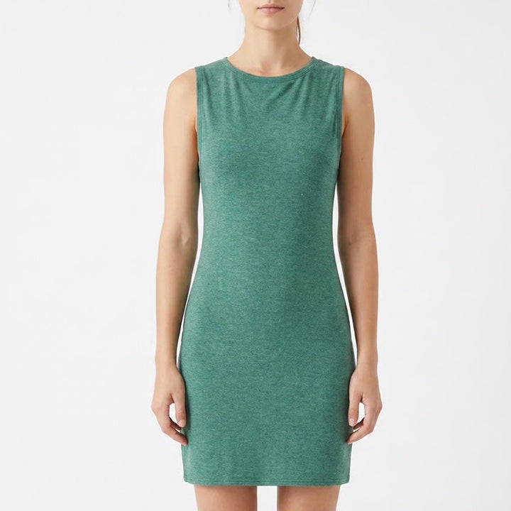 Green Sleeveless Twist Back Cutout Ruched Knit Bodycon Dress Large