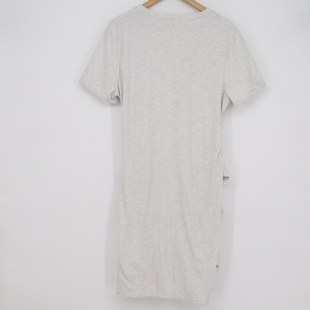 Fashion Womens XL Heather Gray Side Tie Knot T-Shirt Dress Short Sleeve Mini