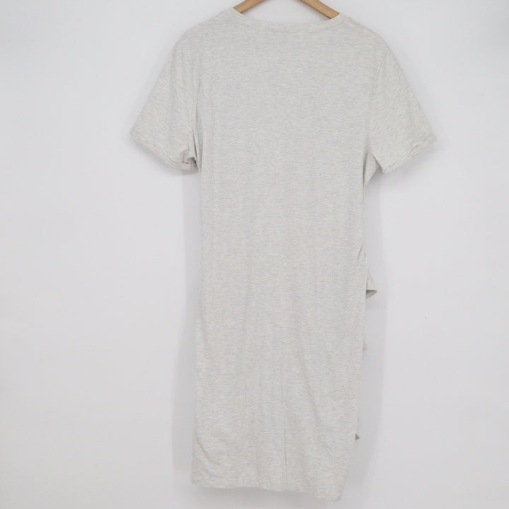 Fashion Womens XL Heather Gray Side Tie Knot T-Shirt Dress Short Sleeve Mini