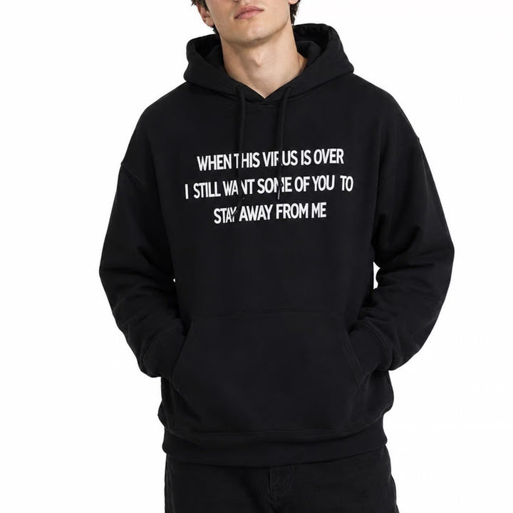 Hoodie Mens Black When this Virus is Over Graphic Kangaroo Pockets Pullover
