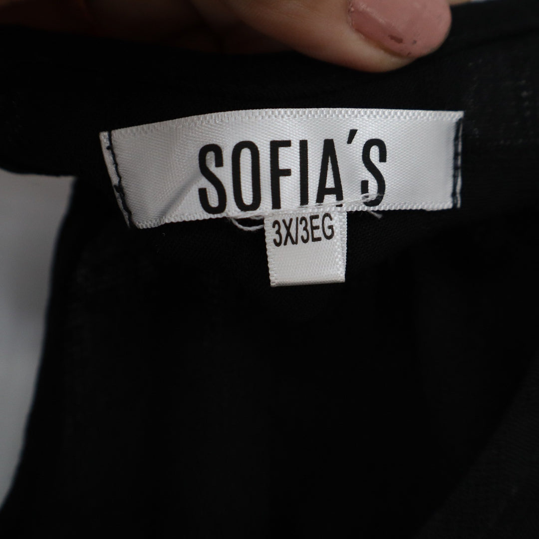 Sofias Womens Plus Size 3X Black Crochet Lace Cap Sleeve Blouse Top 12009