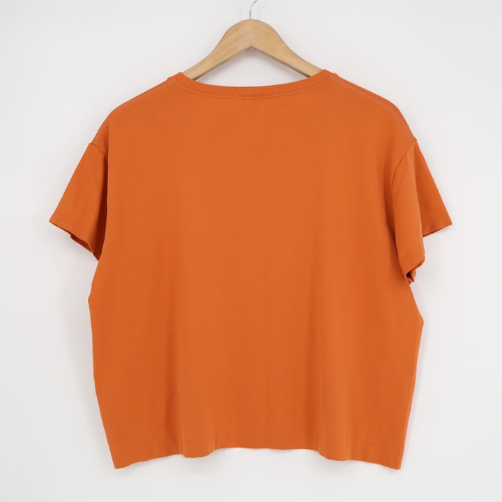 Athleta Cropped T-Shirt Women XL Orange Nylon Crew Neck Short Sleeve Pullover