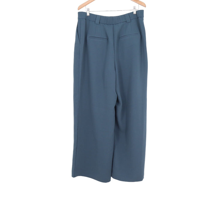 Express Womens High Waisted Wide Leg Pleated Trousers Teal Blue Size 14R
