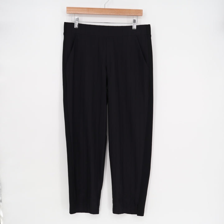 Athleta Pants Womens 8P Black Stretch Slash Pockets Elastic Waist Tapered Leg