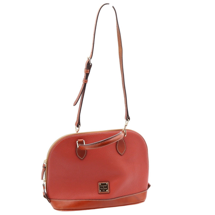 Dooney & Bourke Satchel Womens Medium Zip Zip Pebbled Leather Orange Excellent