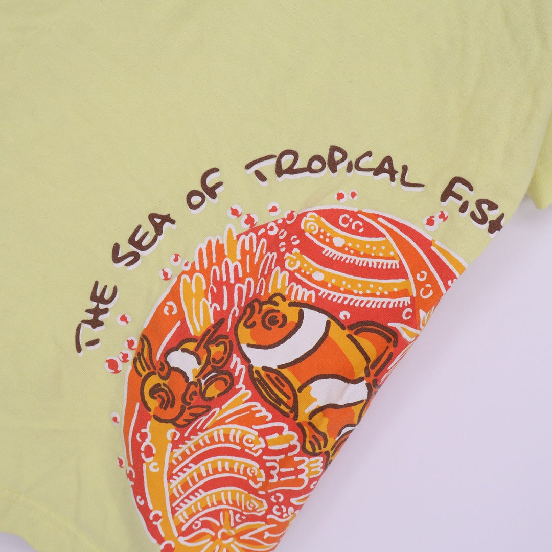 Blue Manta Okinawa Churaumi Aquarium Yellow Tropical Fish Graphic T-Shirt M