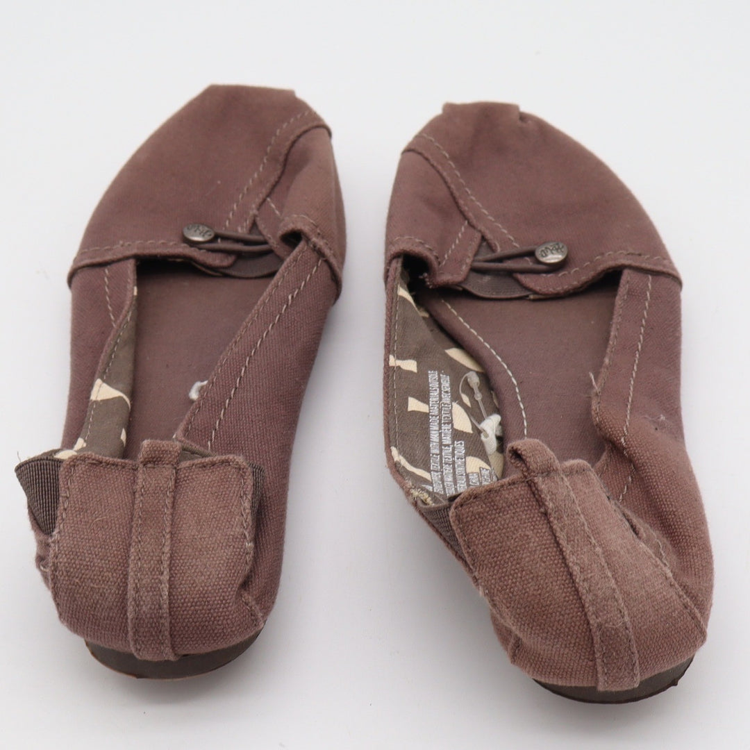 Mad Love Womens Brown Canvas Slip On Ballet Flats Button Detail Size 10