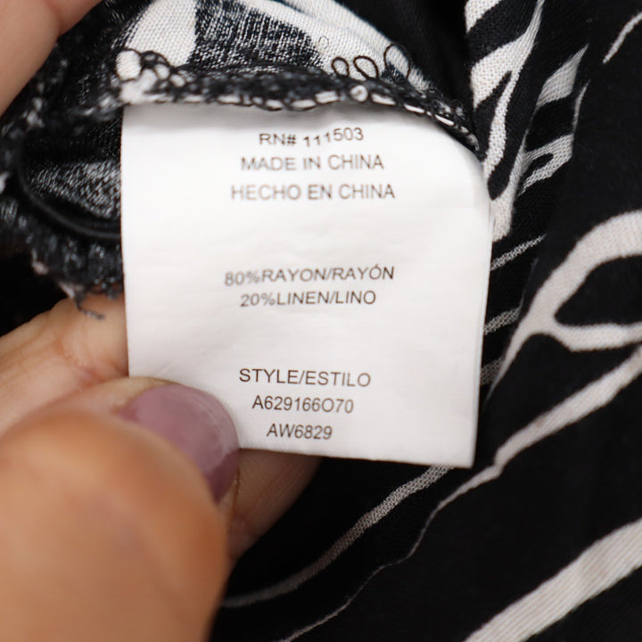 As U Wish Womens Floral Jumpsuit Black White Rayon Linen Wide Leg Size M