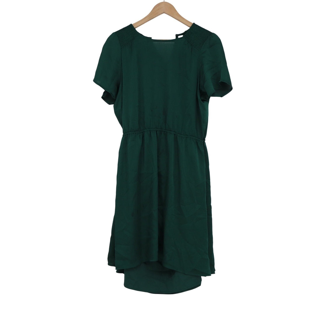 Old Navy Womens Green Smocked Shoulder Elastic Waist Fit & Flare Dress Size M
