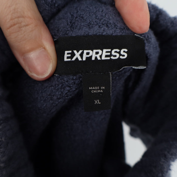 Express Vest Sweater Women XL Purple Slate Cotton Stretch Fleece Lined Mock Neck