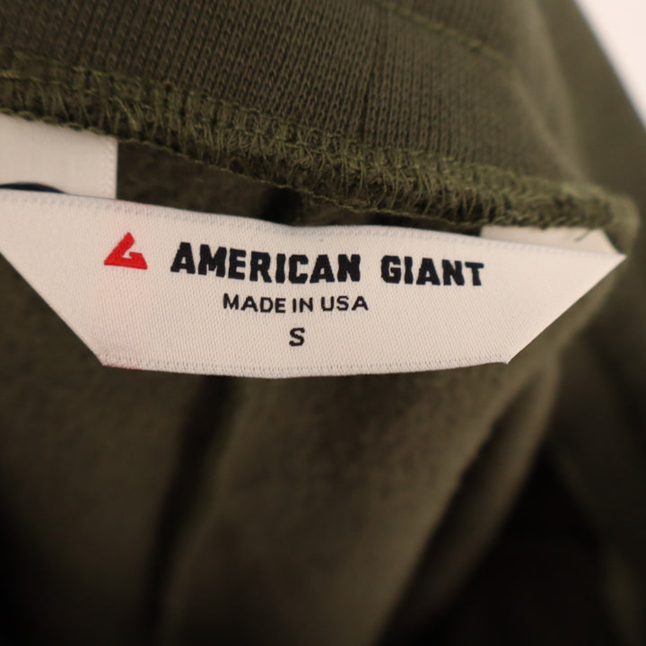 American Giant Sweatpants Womens Small Green Cotton Cargo Pockets Fleece Lined