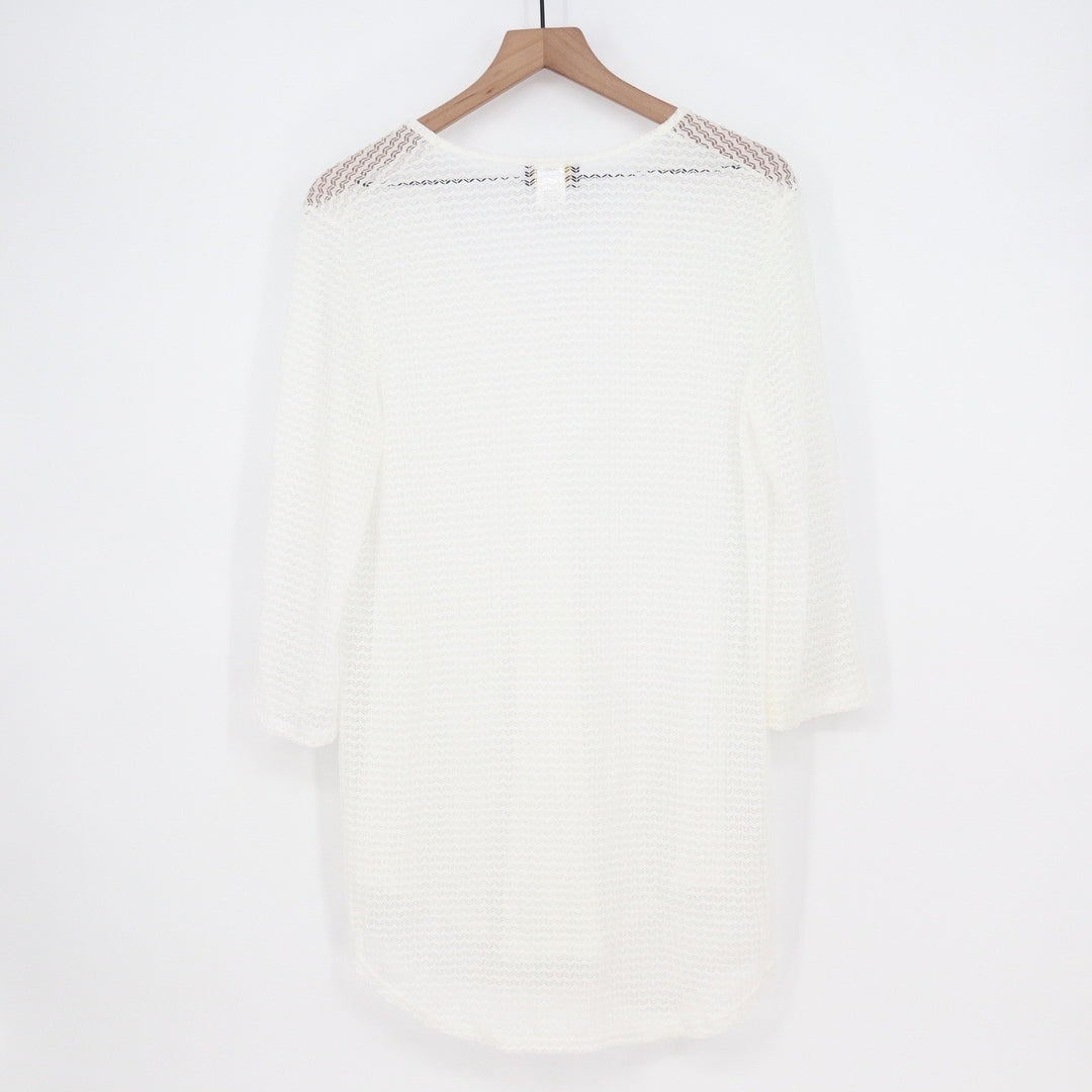 Jordan Taylor White Chevron Knit V-Neck Tunic Cover Up Large