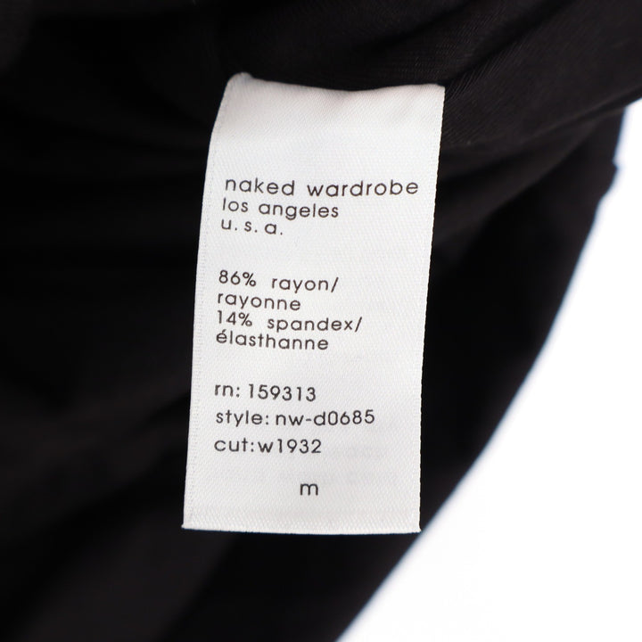 Naked Wardrobe Black One Shoulder Long Sleeve Mini Bodycon Dress Medium