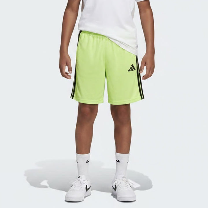 Adidas Boys Pulse Lime Green 3S ESS Mid Thigh Mesh Athletic Shorts L 14/16 NEW