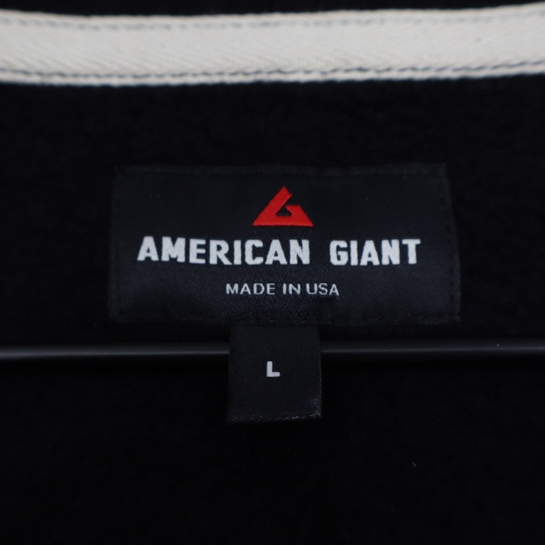 American Giant Hoodie Mens Large Black Full Zip Cotton Fleece kangaroo Pockets