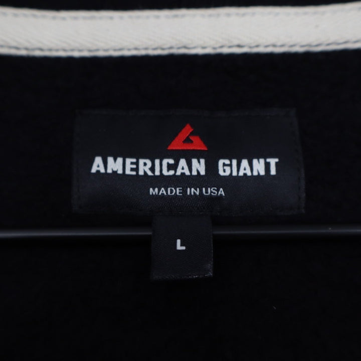 American Giant Hoodie Mens Large Black Full Zip Cotton Fleece kangaroo Pockets