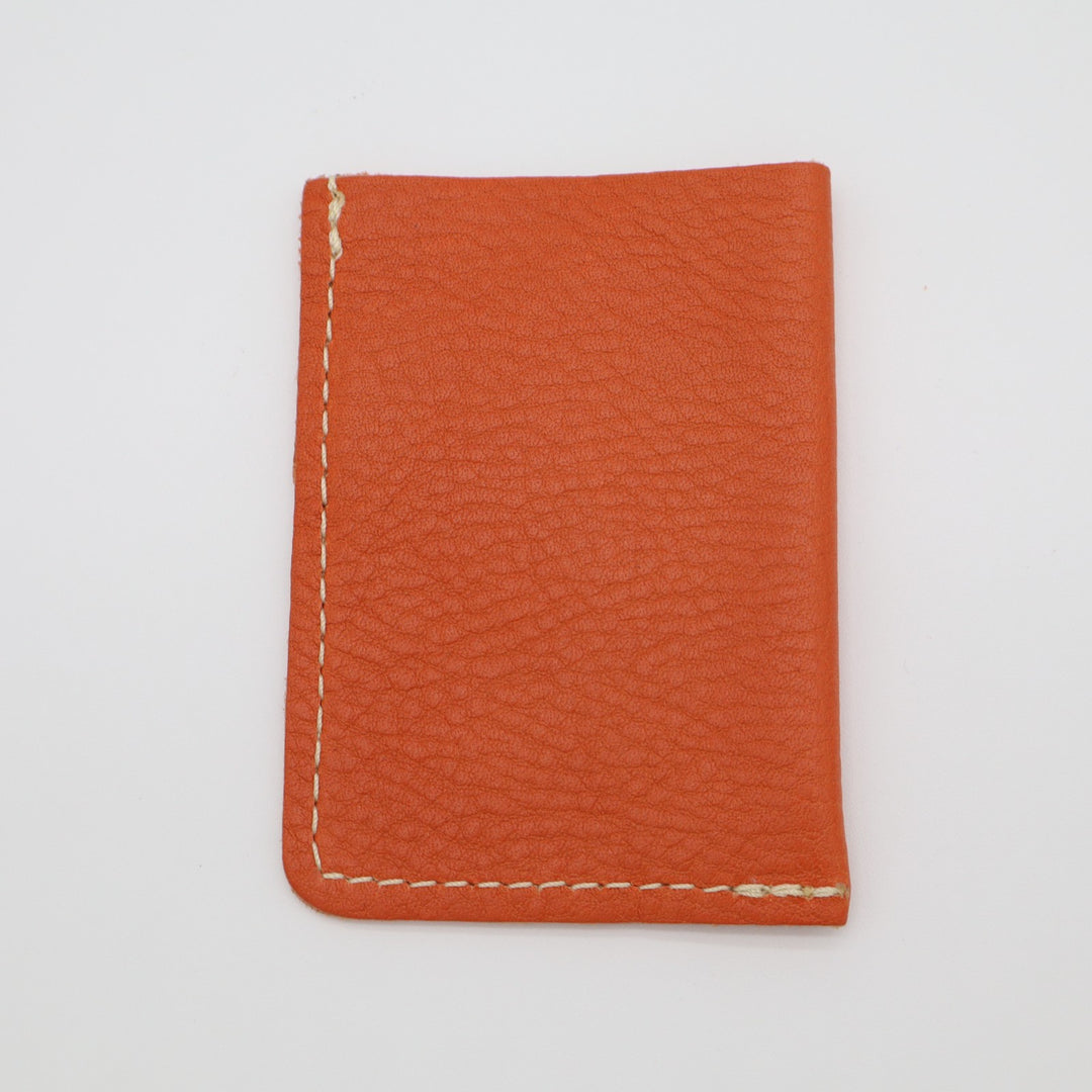 Portland Leather Goods Minimalist Womens Wallet Orange Leather Credit Card Slot