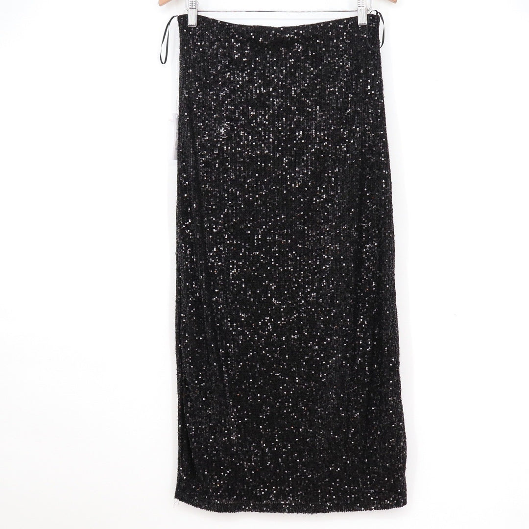 Six Fifty Black Sequin Midi Skirt Womens Size Medium Sparkle Party NYE New