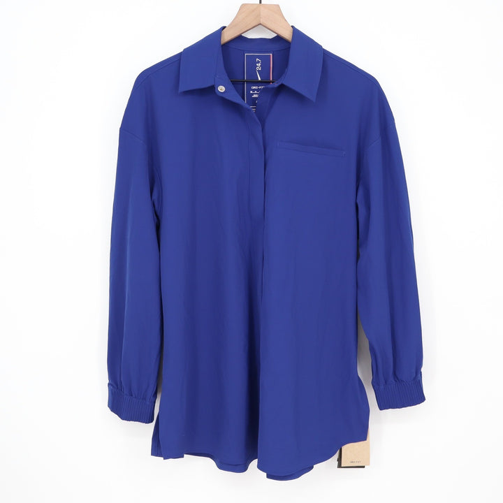 Nike 24.7 Dri-FIT Womens Royal Blue Long Sleeve Snap Button Top XS