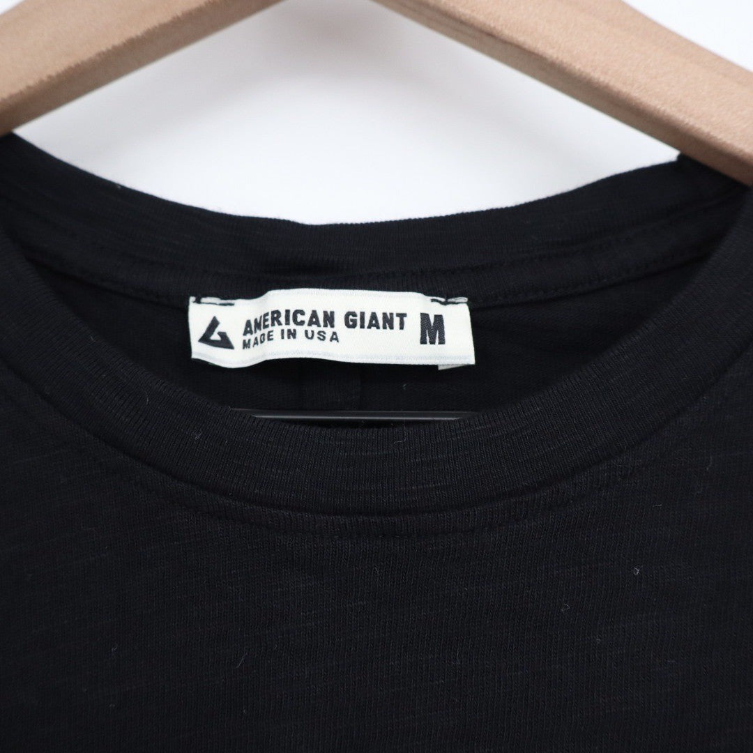 American Giant Womens Black Long Sleeve Crew Neck T Shirt Top Size M Made in USA