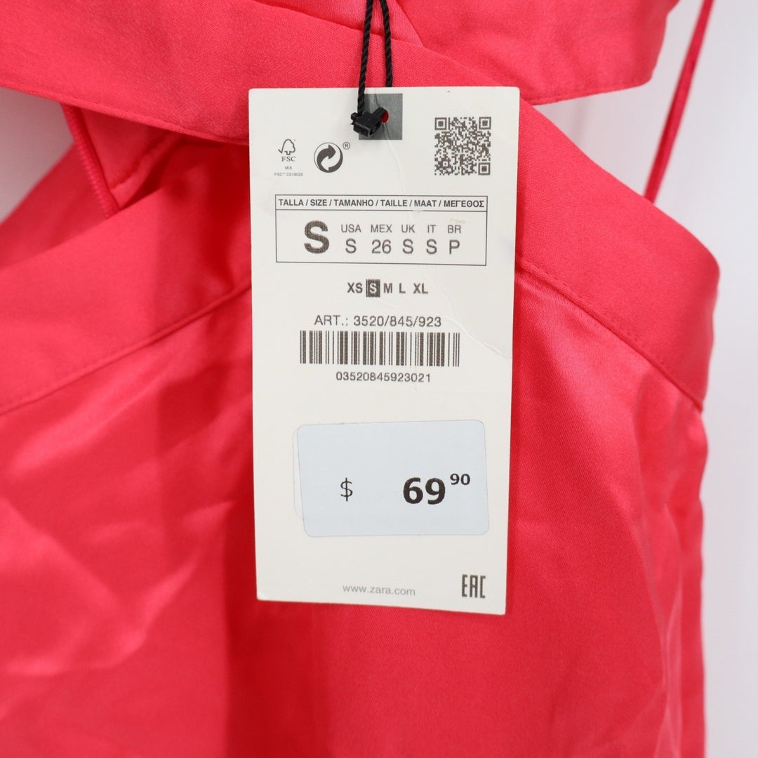 Zara Midi Dress Womens Small Pink Cut Out V-Neck Strappy Backless Cocktail Party