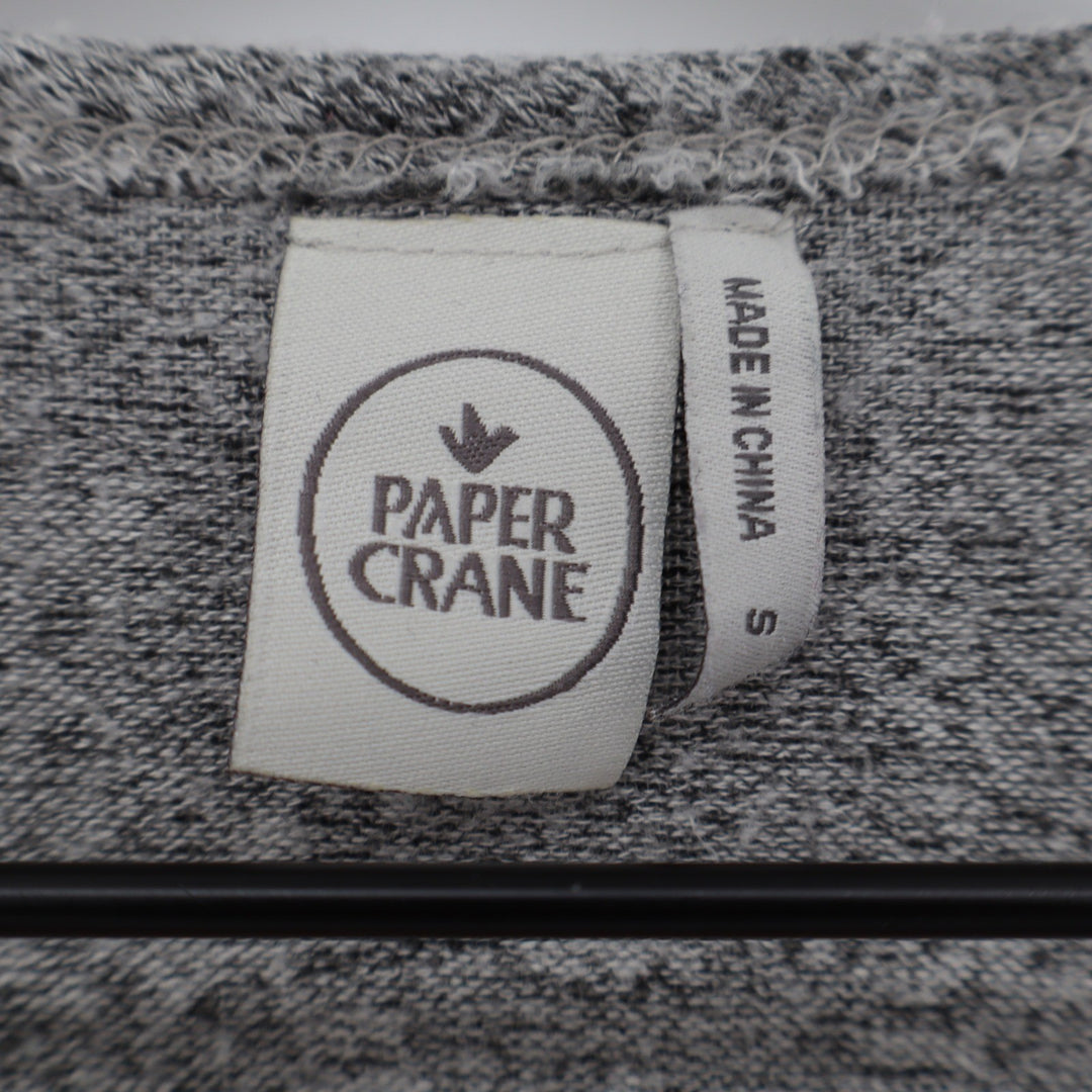 Paper Crane Womens Gray Marled Tie Front V-Neck Button Cardigan Sweater Size S