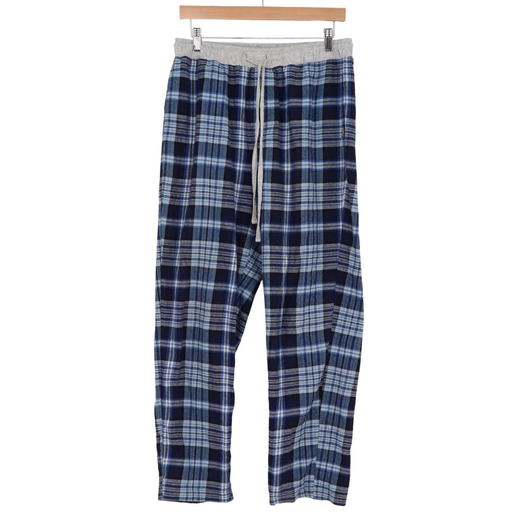 Eddie Bauer Lounge Mens Blue Plaid Cotton Pajama Pants Medium Drawstring