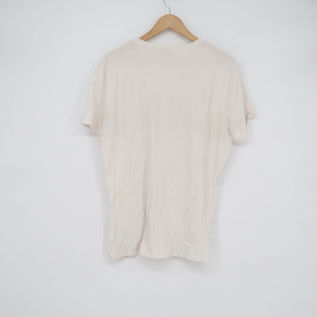 GAP Mens Tropical Palm Tree Graphic T-Shirt Off-White Cotton Size M