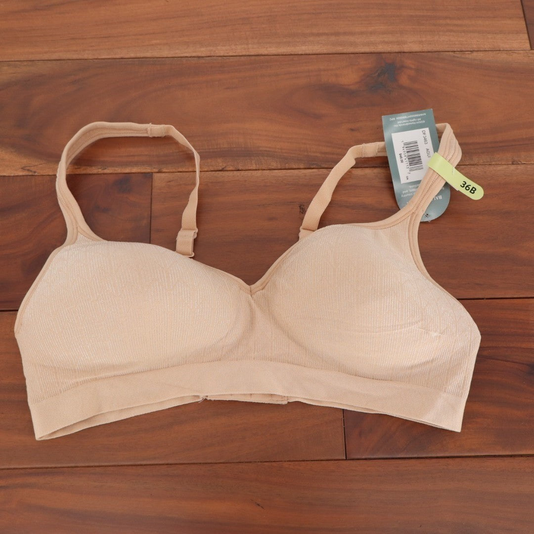 Bali Comfort Revolution Bra Womens 36B Almond Zag Wirefree Adjustable Strap