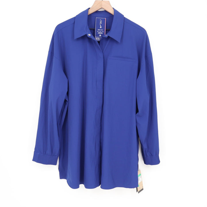 Nike 24.7 Dri-FIT Womens XL Blue Button Up Shirt Long Sleeve Top