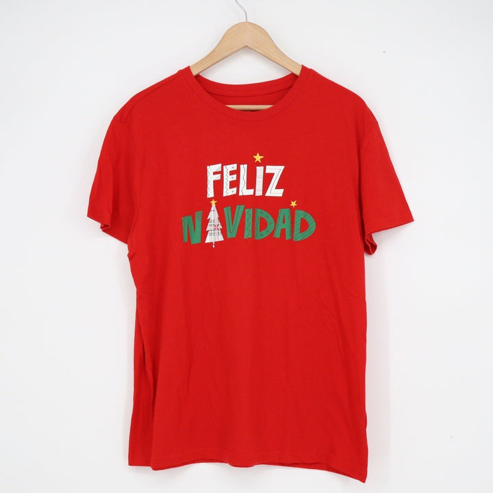 Wondershop Mens Feliz Navidad Christmas Graphic Tee Red Size L Sleepwear Shirt