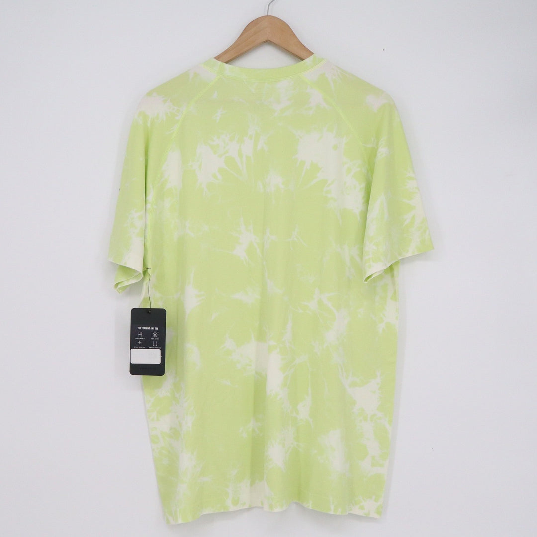 Fabletics Mens Training Day Tee XL Lime Green Tie Dye Performance Shirt NEW